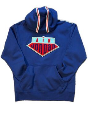 Jordan Sport DNA Hoodie Blue Chenille Patch Logo Y2K Pullover Retro Mens M NWOT